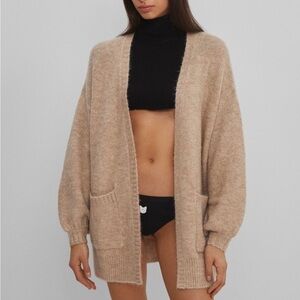 Bershka tan oatmeal colored size medium over size bell sleeve cardigan